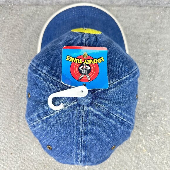 Vintage Tweety Looney Tunes Baseball Cap Youth  One Size Blue Denim Embroidered - Picture 16 of 16